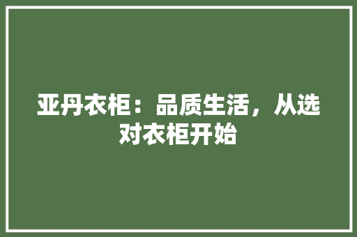亚丹衣柜：品质生活，从选对衣柜开始 家居装修