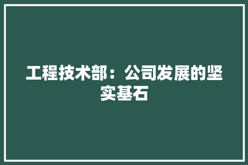 工程技术部：公司发展的坚实基石