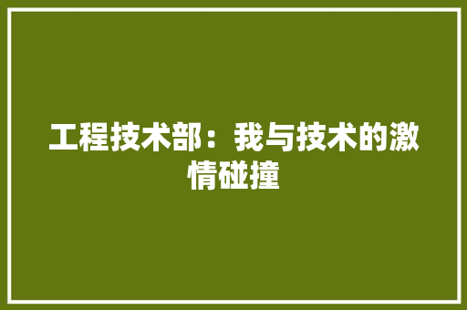 工程技术部：我与技术的激情碰撞