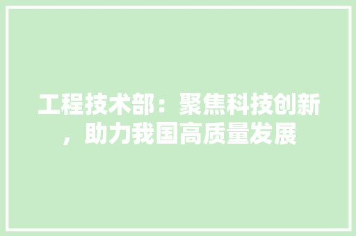 工程技术部：聚焦科技创新，助力我国高质量发展 中式风格装饰