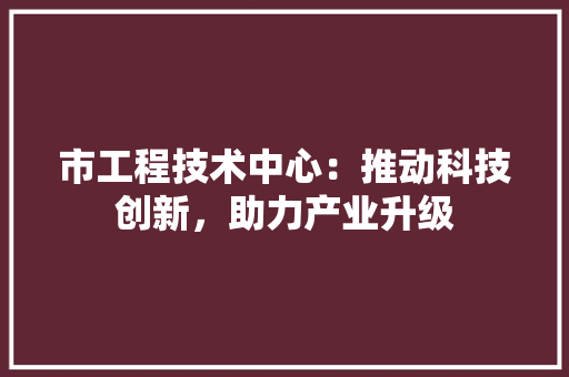 市工程技术中心：推动科技创新，助力产业升级 中式风格装饰