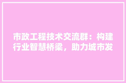 市政工程技术交流群：构建行业智慧桥梁，助力城市发展 中式风格装饰