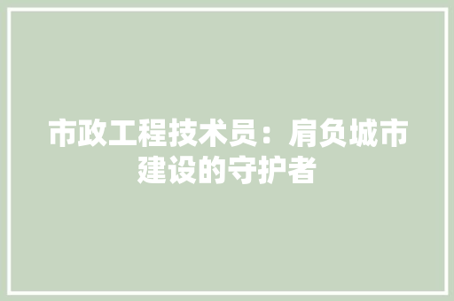 市政工程技术员：肩负城市建设的守护者 中式风格装饰