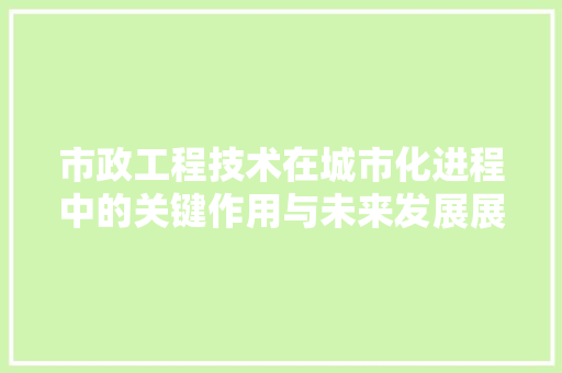 市政工程技术在城市化进程中的关键作用与未来发展展望 中式风格装饰