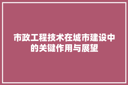 市政工程技术在城市建设中的关键作用与展望 中式风格装饰