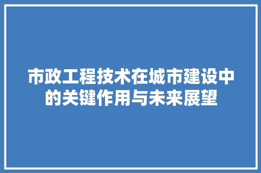 市政工程技术在城市建设中的关键作用与未来展望 中式风格装饰