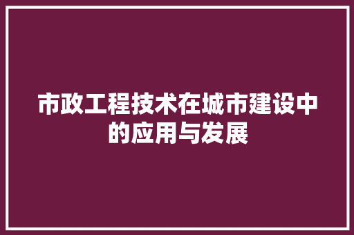 市政工程技术在城市建设中的应用与发展 中式风格装饰
