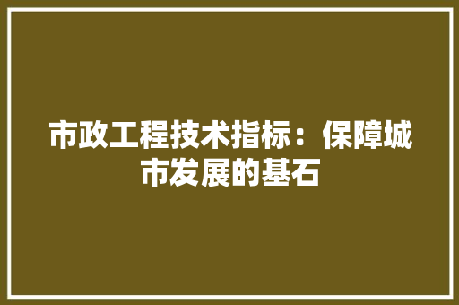 市政工程技术指标：保障城市发展的基石 中式风格装饰