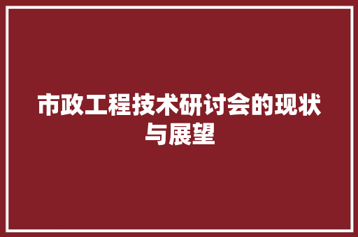 市政工程技术研讨会的现状与展望