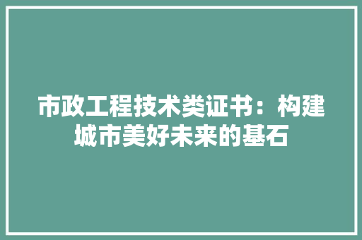市政工程技术类证书：构建城市美好未来的基石 中式风格装饰