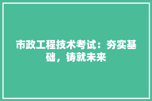 市政工程技术考试：夯实基础，铸就未来 中式风格装饰