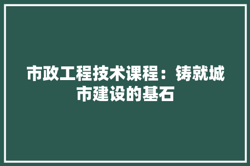 市政工程技术课程：铸就城市建设的基石 中式风格装饰