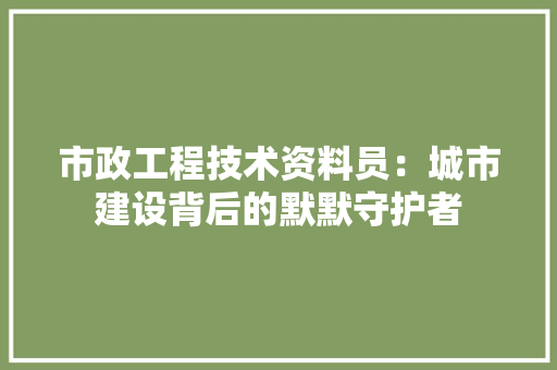 市政工程技术资料员：城市建设背后的默默守护者 中式风格装饰
