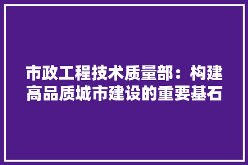 市政工程技术质量部：构建高品质城市建设的重要基石 中式风格装饰