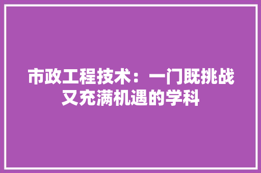 市政工程技术：一门既挑战又充满机遇的学科 中式风格装饰