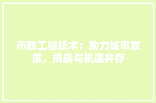 市政工程技术：助力城市发展，挑战与机遇并存