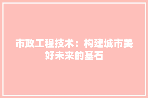 市政工程技术：构建城市美好未来的基石 中式风格装饰