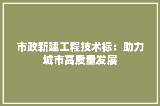 市政新建工程技术标：助力城市高质量发展 中式风格装饰