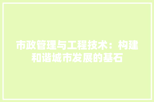 市政管理与工程技术：构建和谐城市发展的基石 中式风格装饰