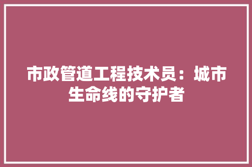 市政管道工程技术员：城市生命线的守护者 中式风格装饰