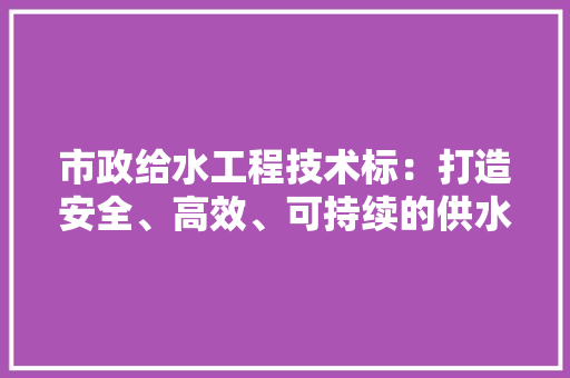 市政给水工程技术标：打造安全、高效、可持续的供水体系 中式风格装饰