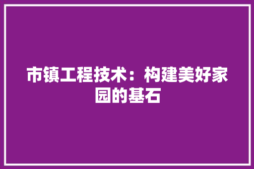 市镇工程技术：构建美好家园的基石