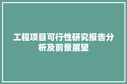 工程项目可行性研究报告分析及前景展望