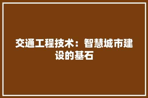 交通工程技术：智慧城市建设的基石 家居装修
