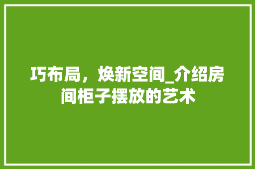 巧布局，焕新空间_介绍房间柜子摆放的艺术 中式风格装饰