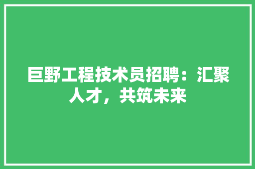 巨野工程技术员招聘：汇聚人才，共筑未来 中式风格装饰