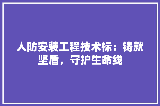 人防安装工程技术标：铸就坚盾，守护生命线 家居装修