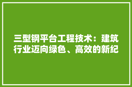 三型钢平台工程技术：建筑行业迈向绿色、高效的新纪元 木雕艺术