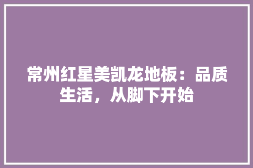 常州红星美凯龙地板：品质生活，从脚下开始