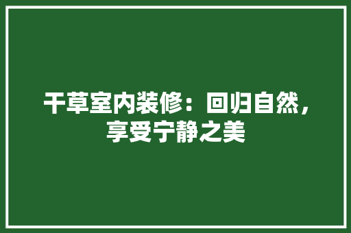 干草室内装修：回归自然，享受宁静之美 中式风格装饰