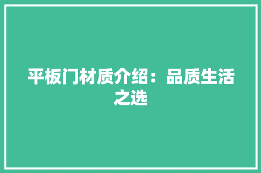 平板门材质介绍：品质生活之选