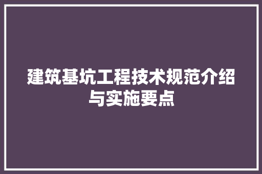 建筑基坑工程技术规范介绍与实施要点 中式风格装饰