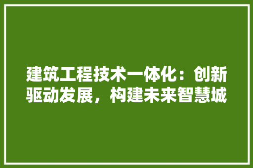 建筑工程技术一体化：创新驱动发展，构建未来智慧城市