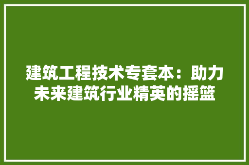 建筑工程技术专套本：助力未来建筑行业精英的摇篮