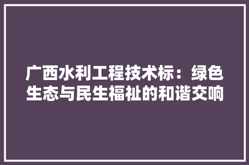 广西水利工程技术标：绿色生态与民生福祉的和谐交响