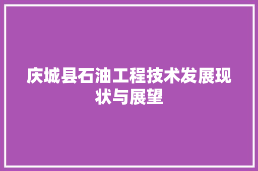 庆城县石油工程技术发展现状与展望