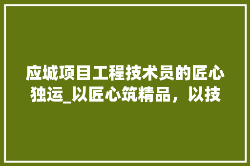应城项目工程技术员的匠心独运_以匠心筑精品，以技术铸未来 中式风格装饰