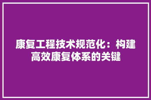 康复工程技术规范化：构建高效康复体系的关键