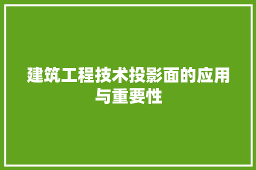 建筑工程技术投影面的应用与重要性