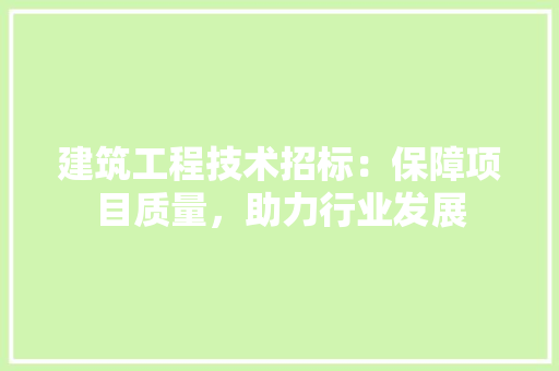 建筑工程技术招标：保障项目质量，助力行业发展 中式风格装饰