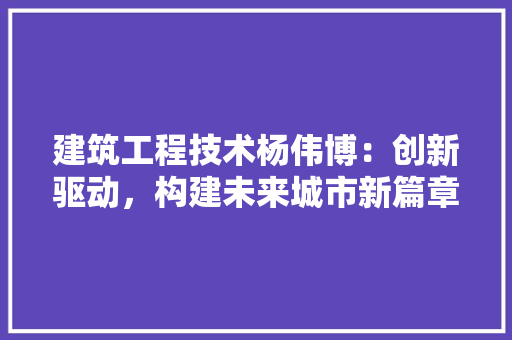 建筑工程技术杨伟博：创新驱动，构建未来城市新篇章 中式风格装饰