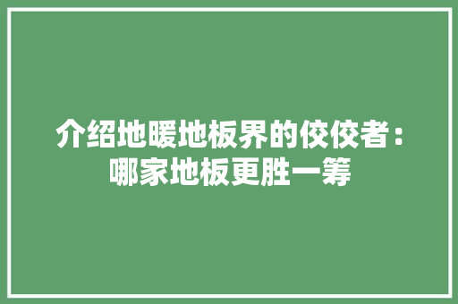 介绍地暖地板界的佼佼者：哪家地板更胜一筹