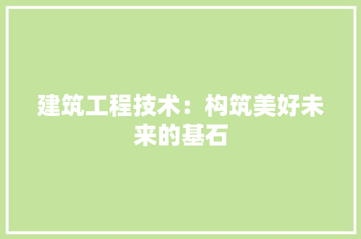 建筑工程技术：构筑美好未来的基石 中式风格装饰