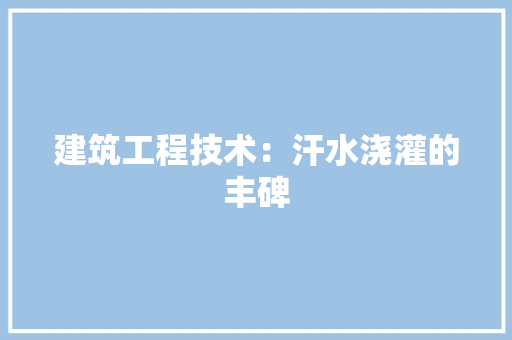 建筑工程技术：汗水浇灌的丰碑 中式风格装饰