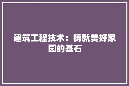 建筑工程技术：铸就美好家园的基石 中式风格装饰