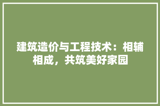 建筑造价与工程技术：相辅相成，共筑美好家园 中式风格装饰